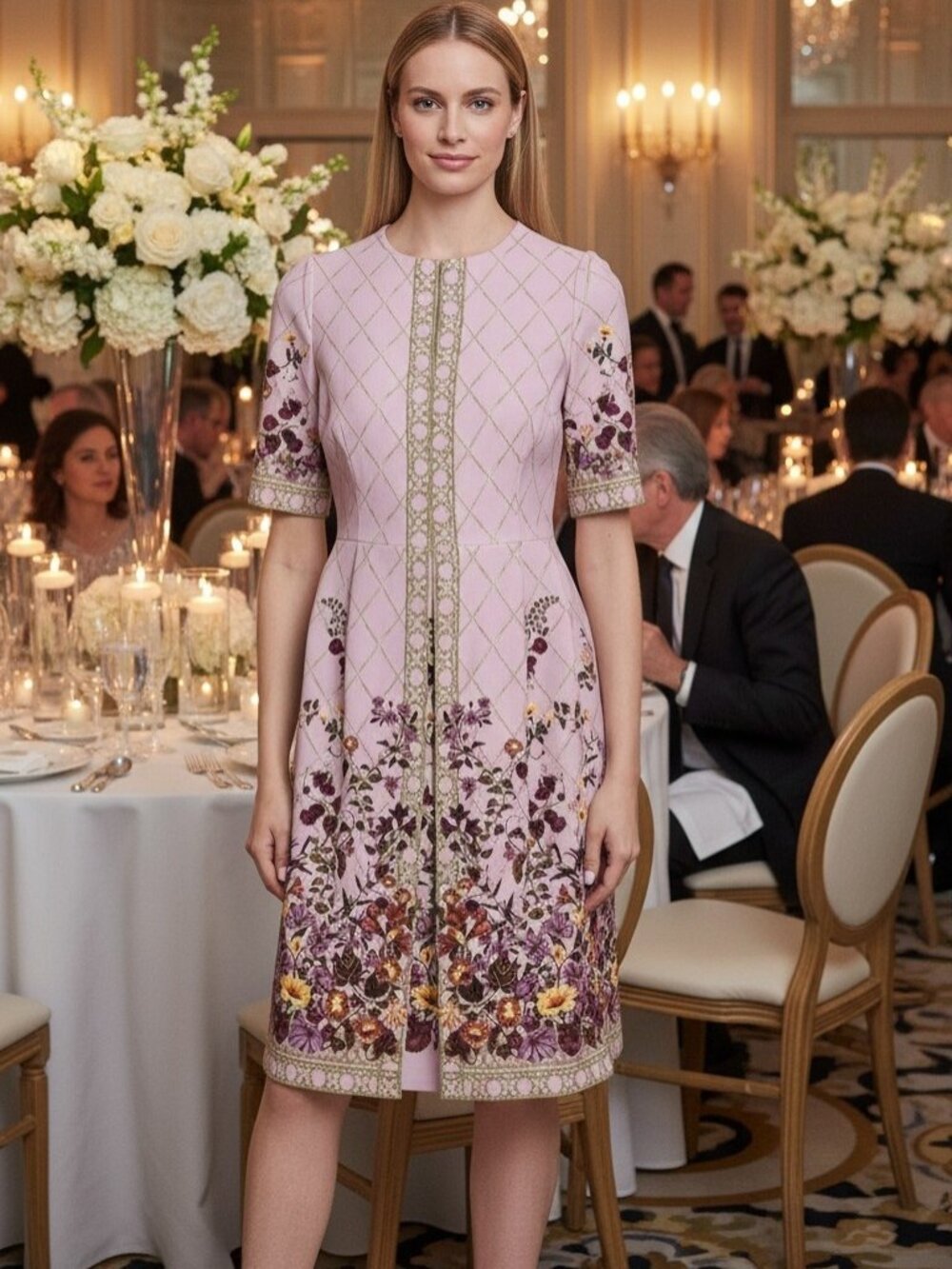 Rickie Freeman for Teri Jon Lavender Floral Dress – Size 22